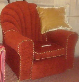 1930s channelled back chair with contrast buttons and piping