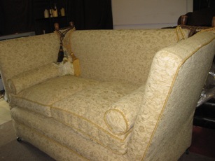 Knowle settee - traditional upholstery with feather cushions